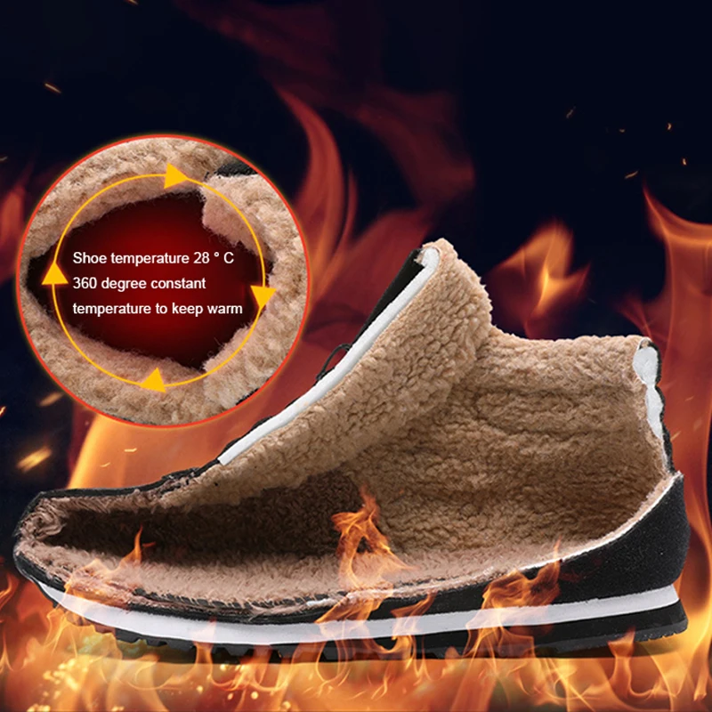 Winter Men's Casual Shoes Plus Size 46 47 Fashion Snow Boots Ankle Men Black Blue Walking Footwear Man Flat Plush Sneakers |