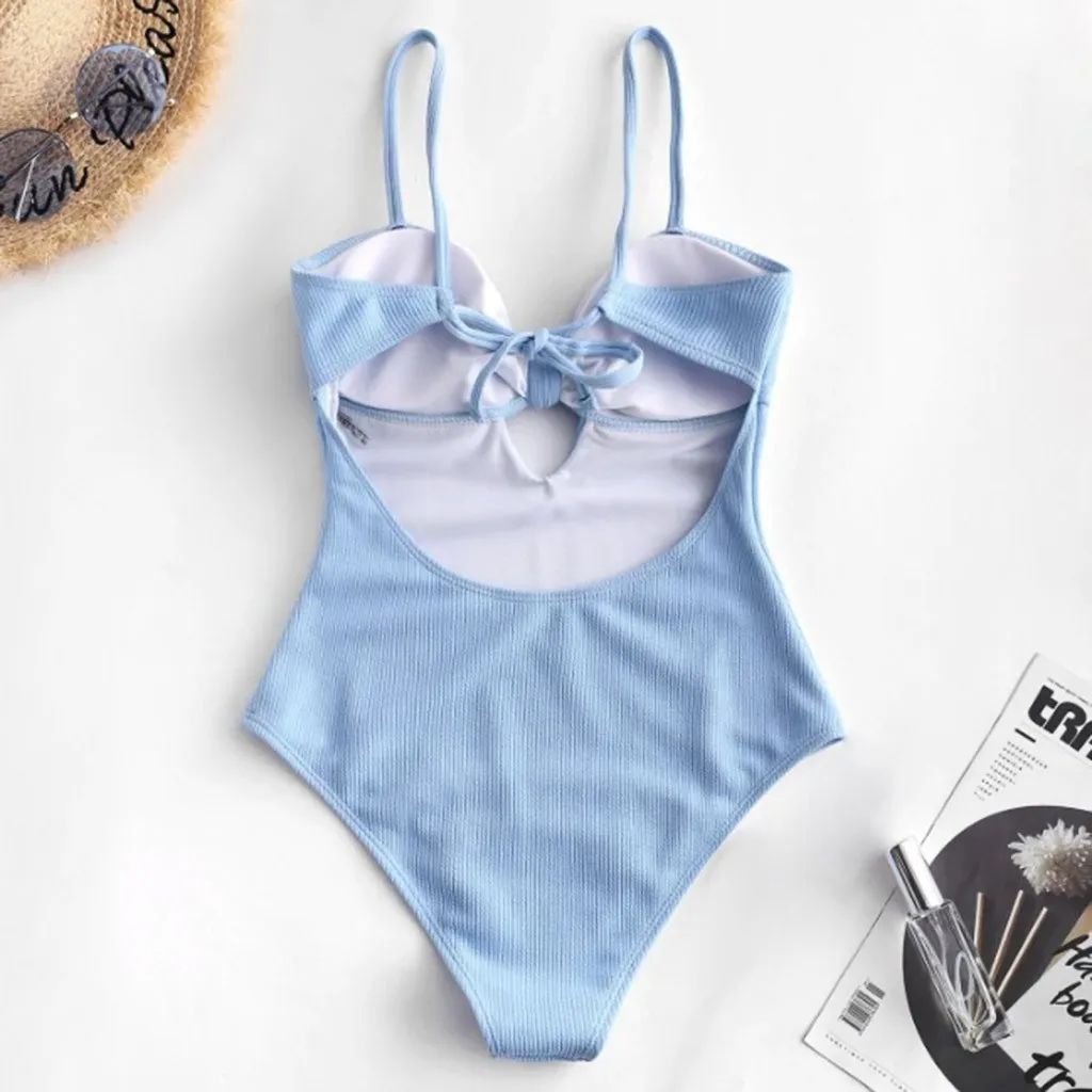 Популярный женский купальник однотонное бикини с высокой талией Цельный