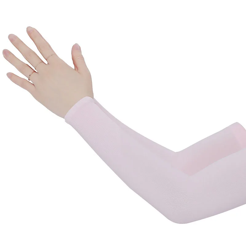 1 пара, мужские одноцветные нарукавники, спортивные, для бега, велоспорта, гольфа, рыбалки, без пальцев, нарукавники, женские, баскетбольные рукава с манжетами - Цвет: Pink Fingerless