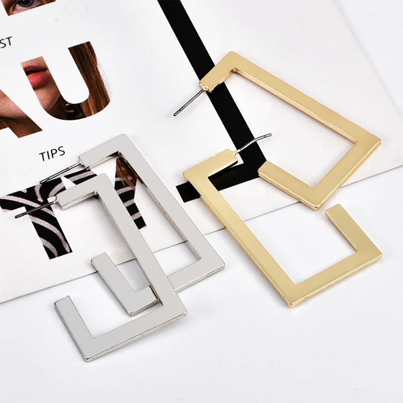 8 сезонов 2019 трендовые серьги золотого и серебряного цвета прямоугольные для