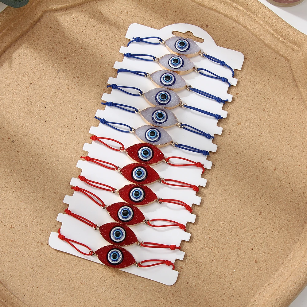 12 шт. в упаковке Турция сглаза браслет для женщин Плетеный Регулируемый Rope Chain