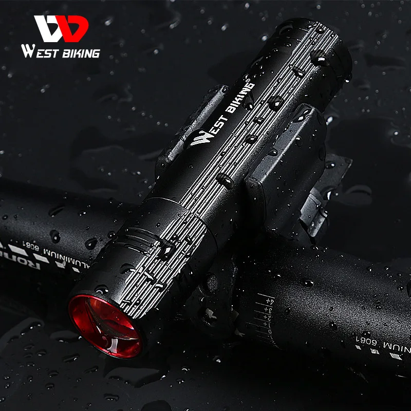 

WEST BIKING Portable LED Bike Headlight USB Rechargeable Large Capacity Front Flashlight Waterproof Bicycle Accessories