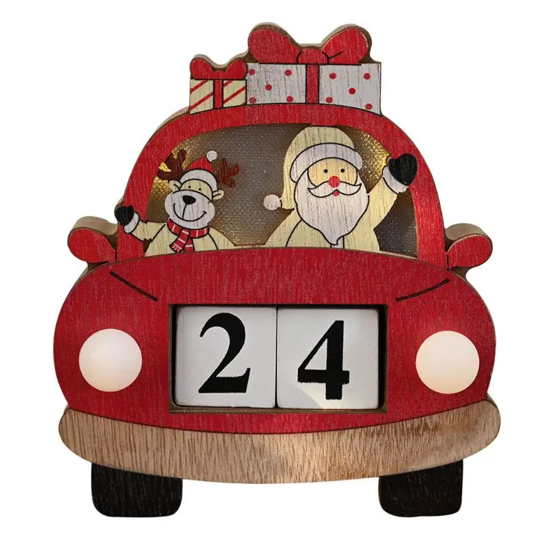 

Календари Новогодние украшения Санта Клаус деревянные украшения творческий серой древесины с светильник лампа украшения календарь
