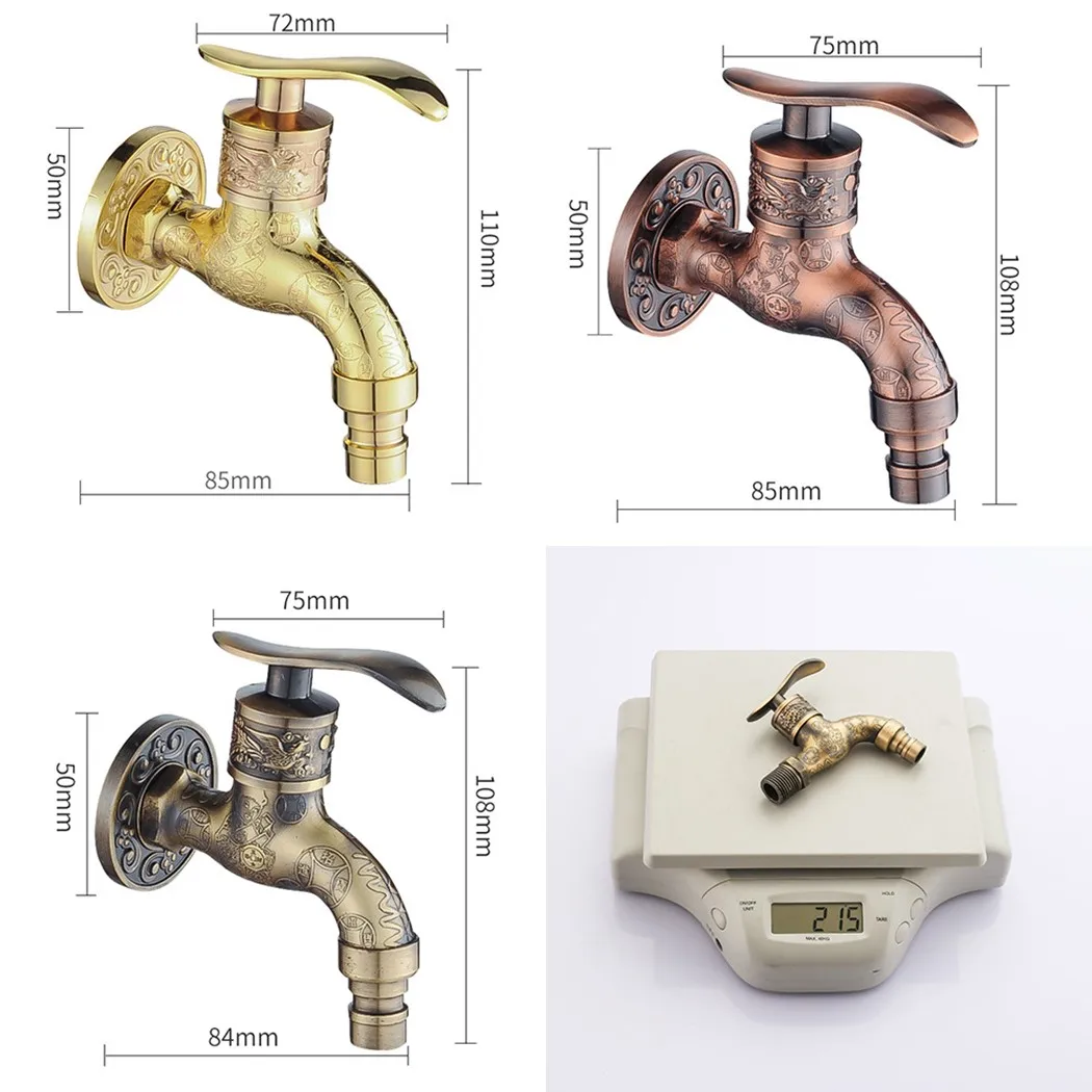 

Retro Basin Sink Bathroom Faucet Wall Mount Sink Basin Cold Water Faucet Tap Deck Mounted Hot Cold Water Basin Mixer Taps