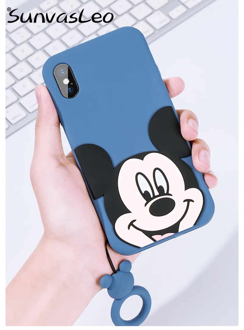 Для iPhone 5, 5S, 5C, SE, 6, 6s, 7, 8 Plus, X, XS, XR, XS Max, 3D, милый детский чехол для мобильного телефона с мультяшными животными, мягкий силиконовый чехол-накладка - Цвет: Big Mickey