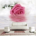 Романтическое водонепроницаемое настенное 3D-обои с изображением роз и перьев, отражающих воду, современное искусство, дизайн интерьера, Декор, красивые цветы