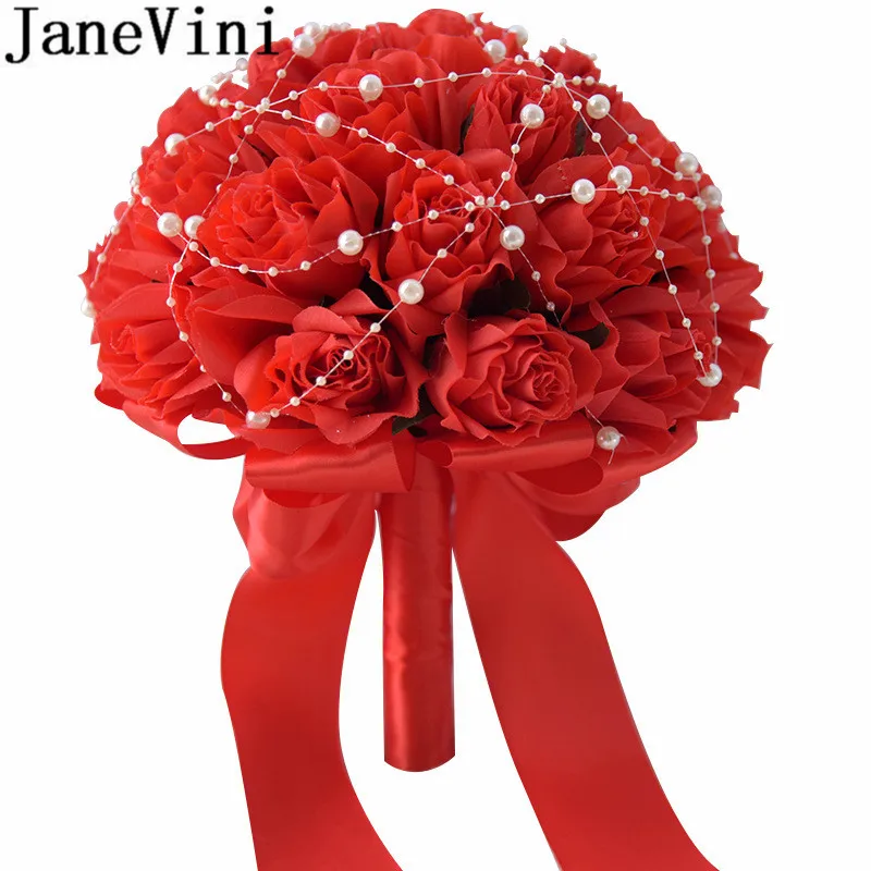 Свадебный букет из искусственных цветов красного зеленого и белого | Свадьбы