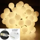 Светодиодная гирлянда, 10 м, 100 светодиодов, с USB-батареей, IP44