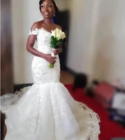 off shoulder mermaid wedding dress 2021 fashion sweetheart appliques beaded court train dubai african bride dresses