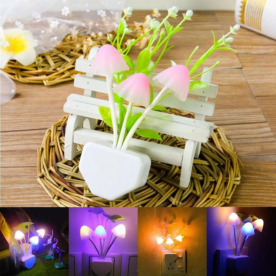 Красочный романтический сенсор светодиодный ночник США вилка водная трава лист