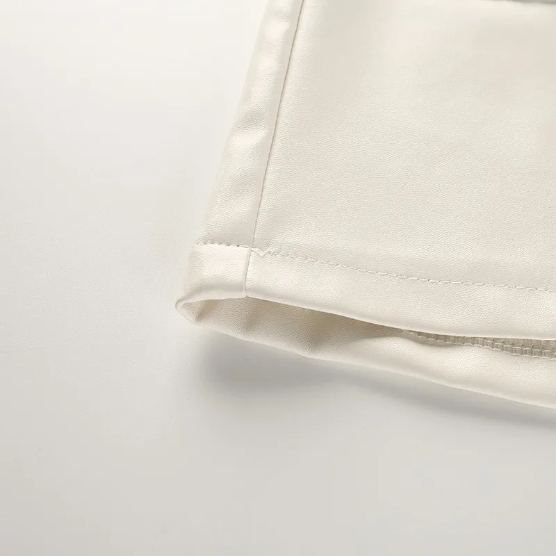 

Women PU Pencil Skirts 2021 Sexy Fashion High Waist Zipper Skirts PU Leather Mini Short Pencil Causal Solid White Skirt Clubwear