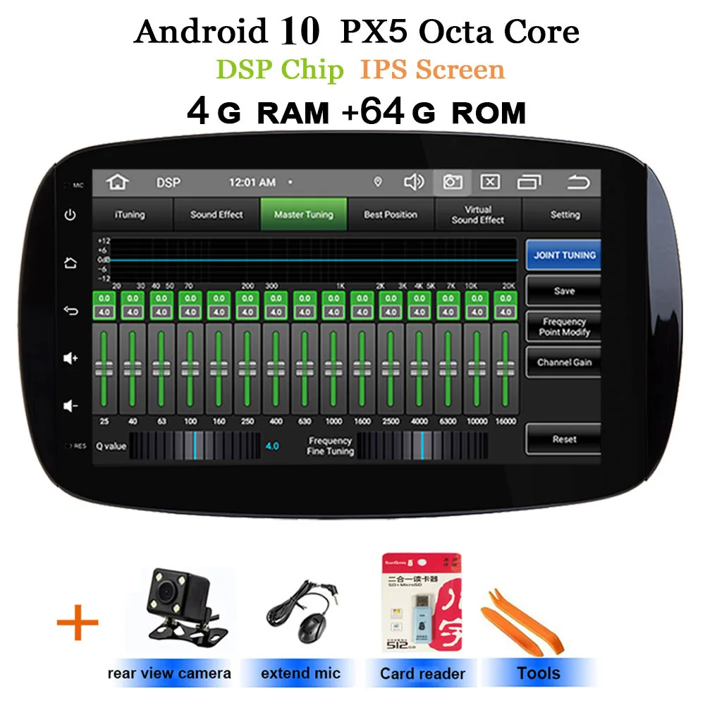 DSP-IPS 4G Rear " Android 10 автомобильная стереосистема радио многопользовательский для Benz Smart Fortwo радио Wi-Fi BT автомагнитолы gps навигации - Цвет: DSP-IPS 4G Rear