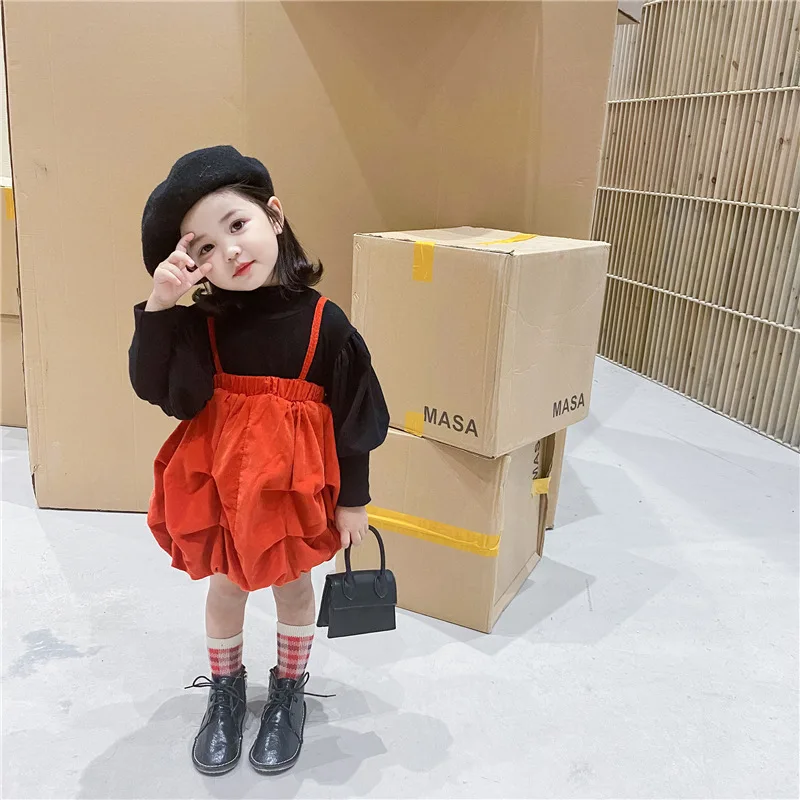 

Юбка-фонарик на лямках для девочек, осень 2021, детская юбка в Корейском стиле, свободная Милая кукольная юбка