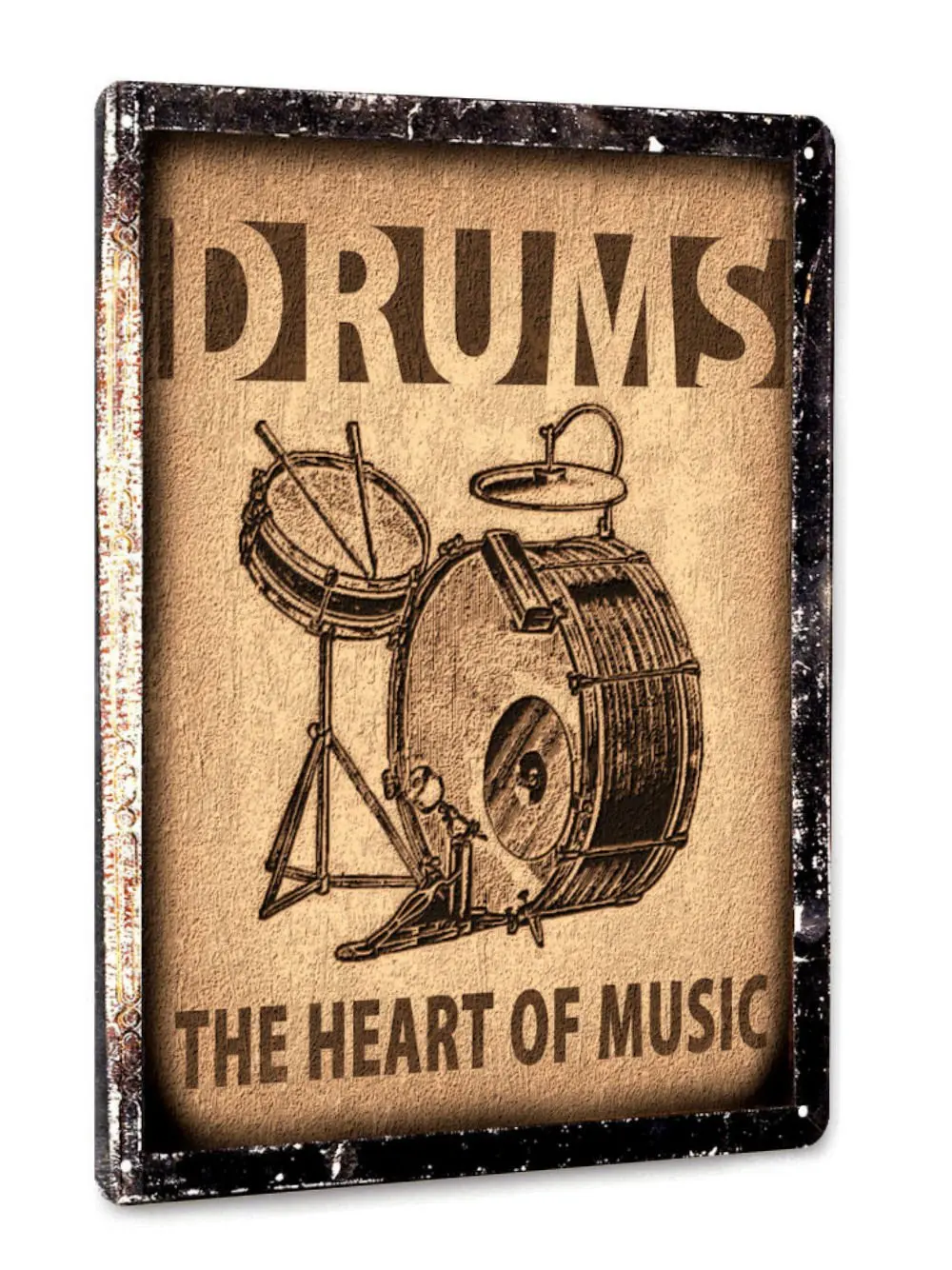 

Drums Set Metal Sign / Music Studio Art / Retro Vintage Style Wall Decor Art Tin Sign 12x16inch