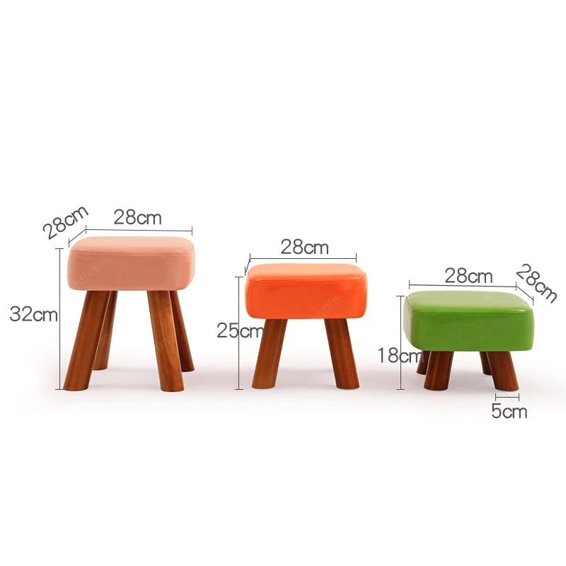 Скандинавский квадратный стул макарон Маленький деревянная ножка домашняя