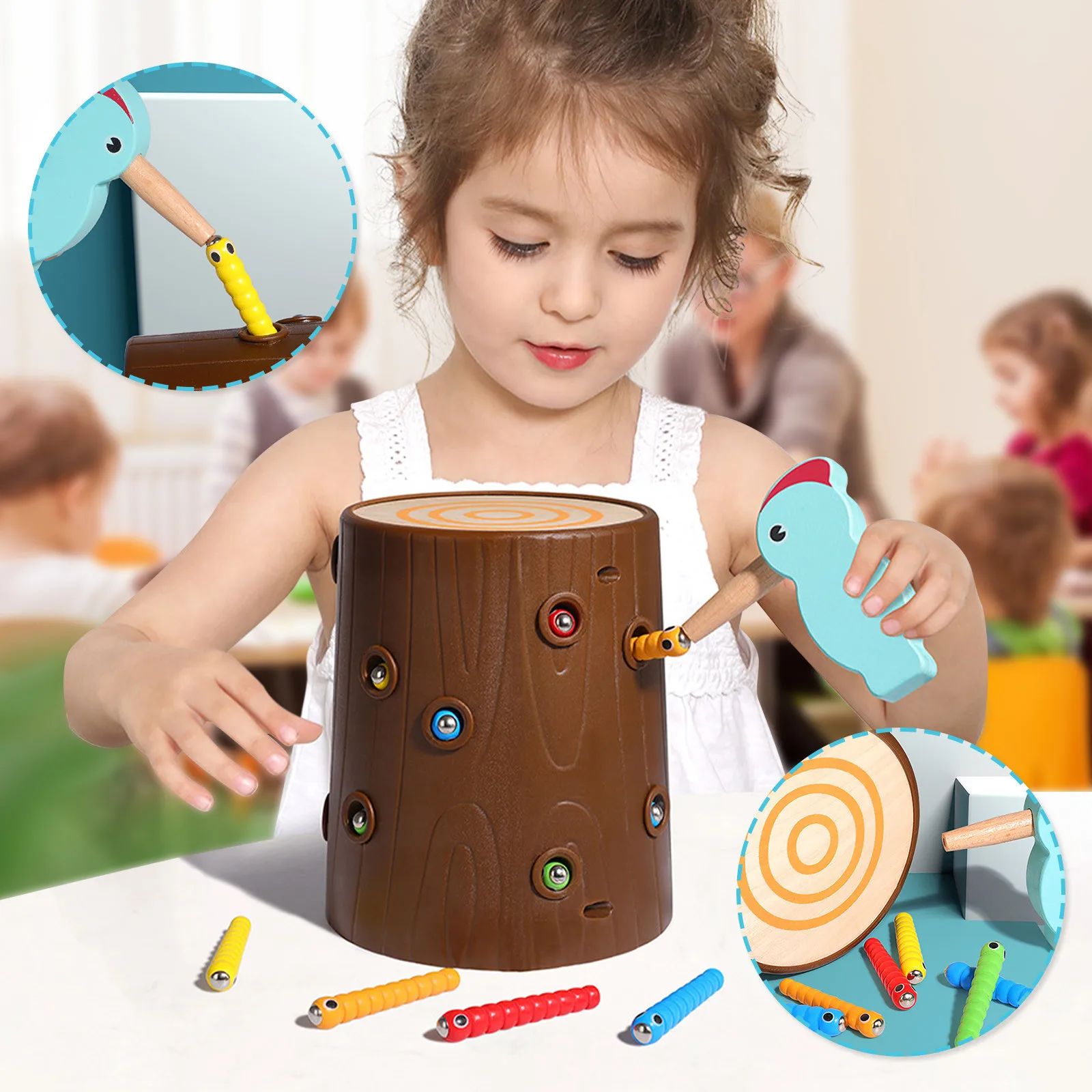 

Игрушки для семьи, дощечка, магнитный поймать червя, игрушка для кормления животных, Маленькие Птицы, Детский развивающий набор игрушек для ...