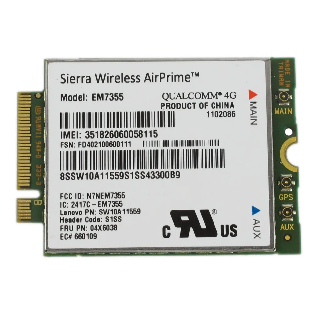 Карта для Sierra EM7355 Gobi5000 4G LTE WWAN 04W3801 04X6038 Lenovo X240 W540 T440P T431S|Сетевые карты| |