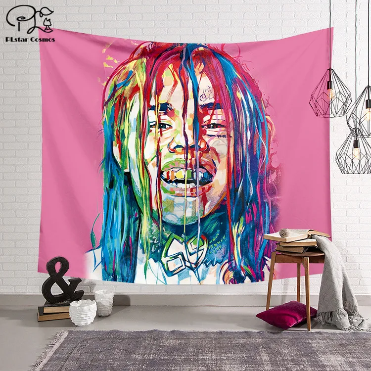 

PLstar Cosmos Tapestry SInger 6IX9INE 3D Printing Tapestrying Rectangular Home Decor Wall Hanging style-2