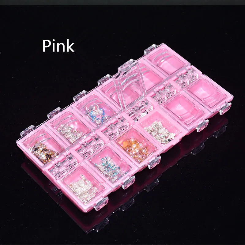 12 Slots Plastic Adjustable Clear Jewerly Makeup Case Rhinestones Organizer Earring Holder Nail Art Tools Storage Box | Красота и