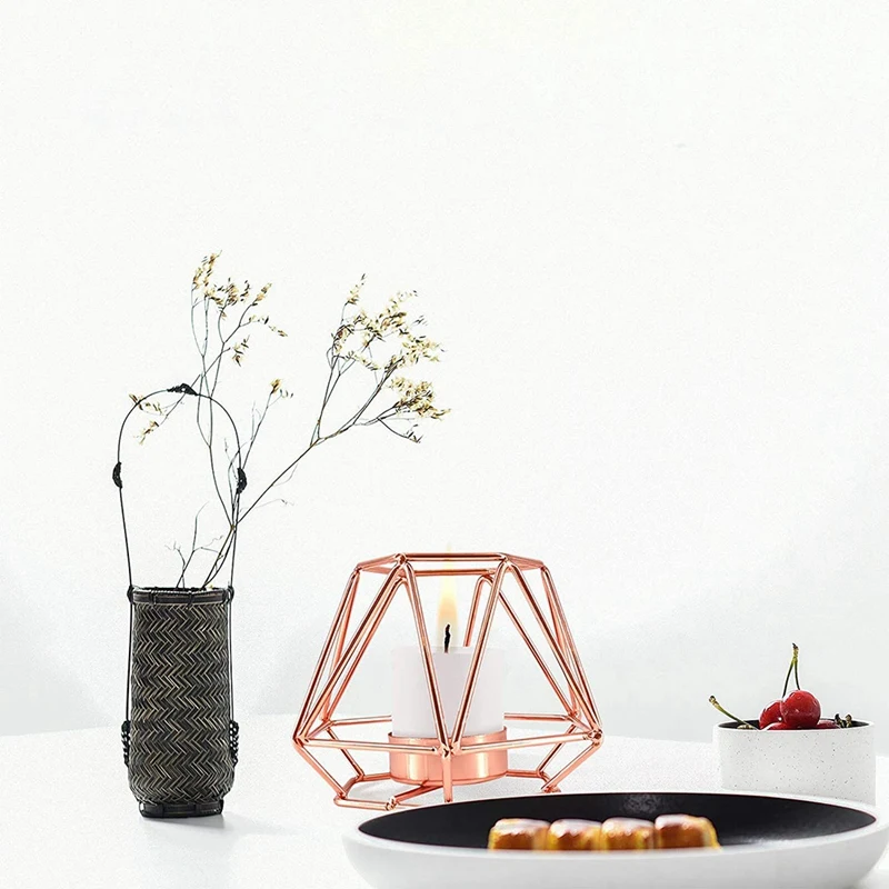 Геометрический подсвечник металлический романтический с ароматом для украшения