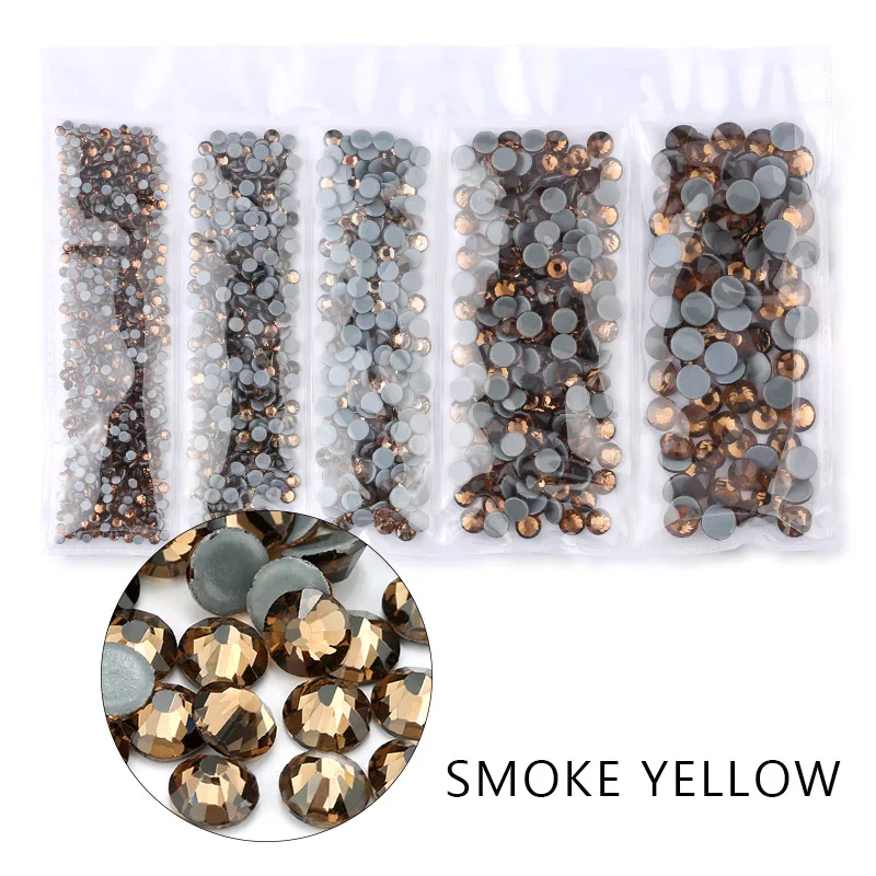 smoke yellow AAA SS6-SS30 смешанный размер 1200 шт./лот исправление хрусталя и искусственного алмаза стекло высокого качества кристаллы и камни для одежды DIY Стразы - Цвет: smoke yellow