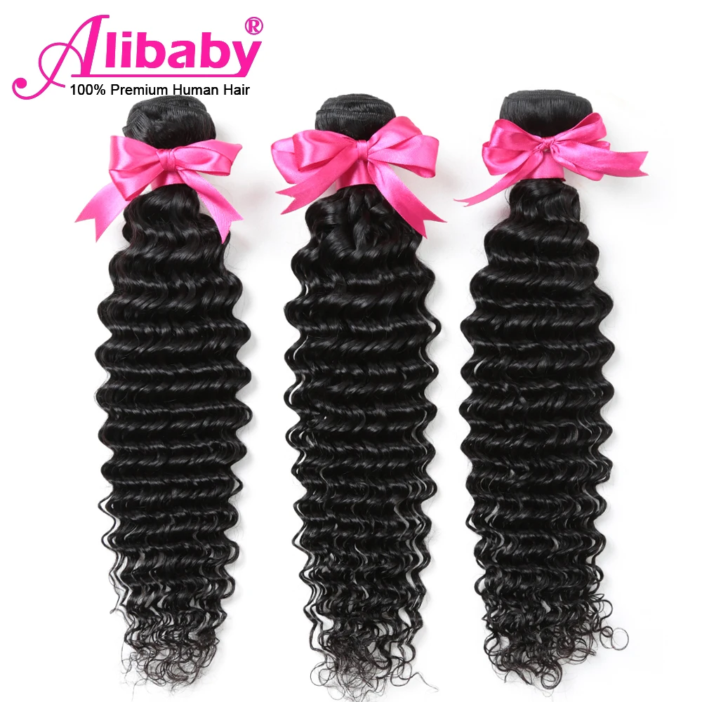 Alibaby бразильские волосы плетеные пучки 3 пучка пучок глубоких волн не Реми 100%