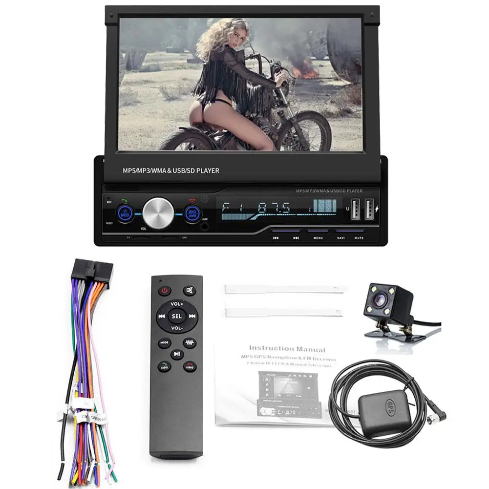 with GPS camera " 1 DIN сенсорный экран автомобиля радио MP5 плеер gps Sat NAV Bluetooth Стерео Выдвижной радио камера Поддержка с несколькими языками - Цвет: with GPS camera