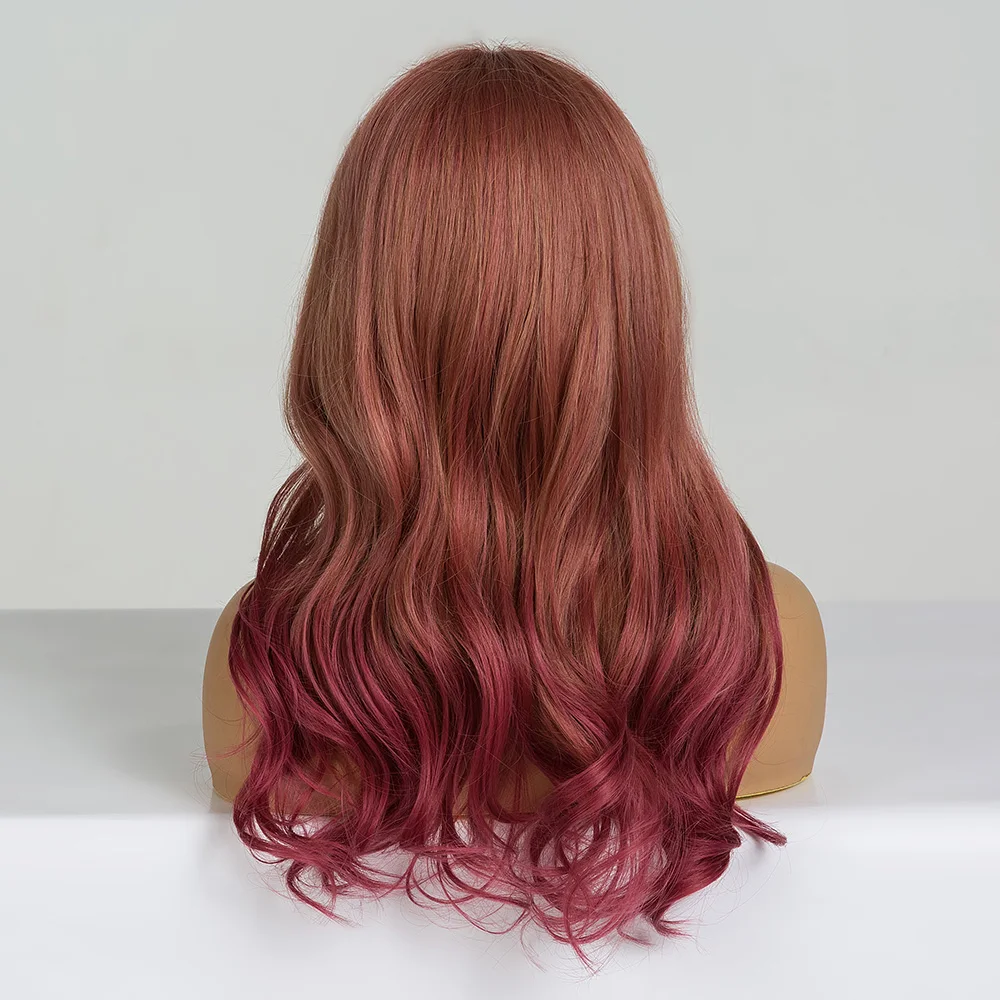 Парик ALAN EATON Омбре Коричневый Красный Длинные волнистые синтетические парики с