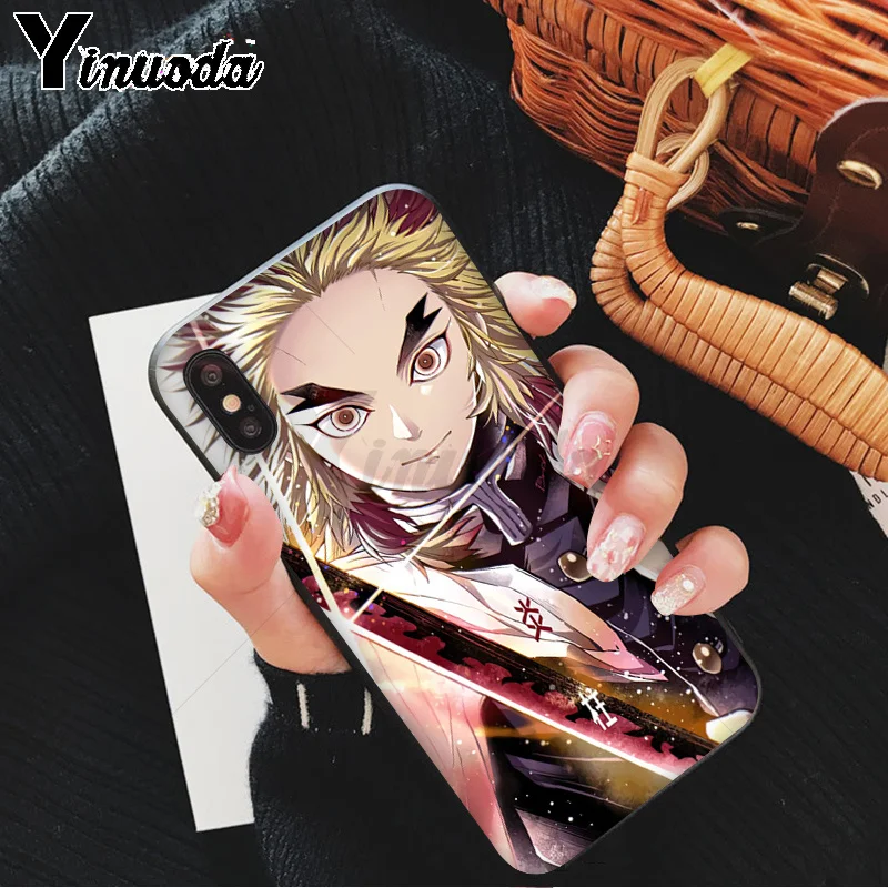 Yinuoda demon slayer kimetsu no yaiba TPU Мягкий силиконовый черный чехол для телефона iPhone 8 7 6S Plus X XS MAX 5 5S SE XR 11 11pro