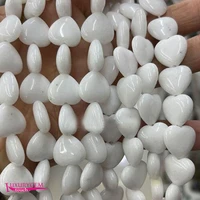natural white jades stone loose bead high quality 14mm smooth heart shape diy gem jewelry making accessories 27pcs a4357