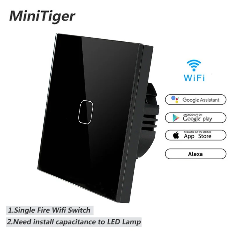 Умный сенсорный выключатель Minitiger ЕС/Великобритания Wi Fi с дистанционным