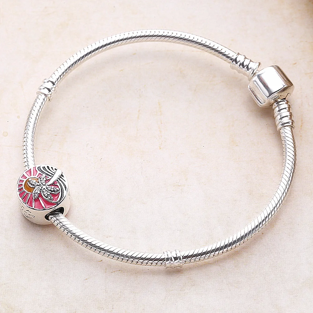 Moonmory тропический рай закат Серебряный Шарм бусины из стерлингового серебра 925 с CZ