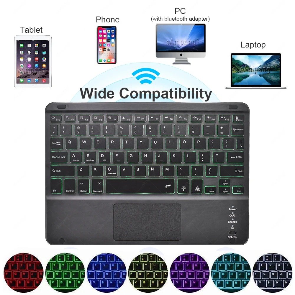 

Backlit TouchPad Keyboard for iPad Tablet Phone Android IOS Windows TrackPad Bluetooth Keyboard Russian Spanish Letters Sticker