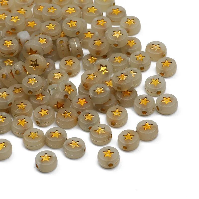

Mixed Luminous Star Acrylic Beads Round Flat Alphabet Loose Spacer Beads For Jewelry Making DIY Bracelet Necklace Accessories