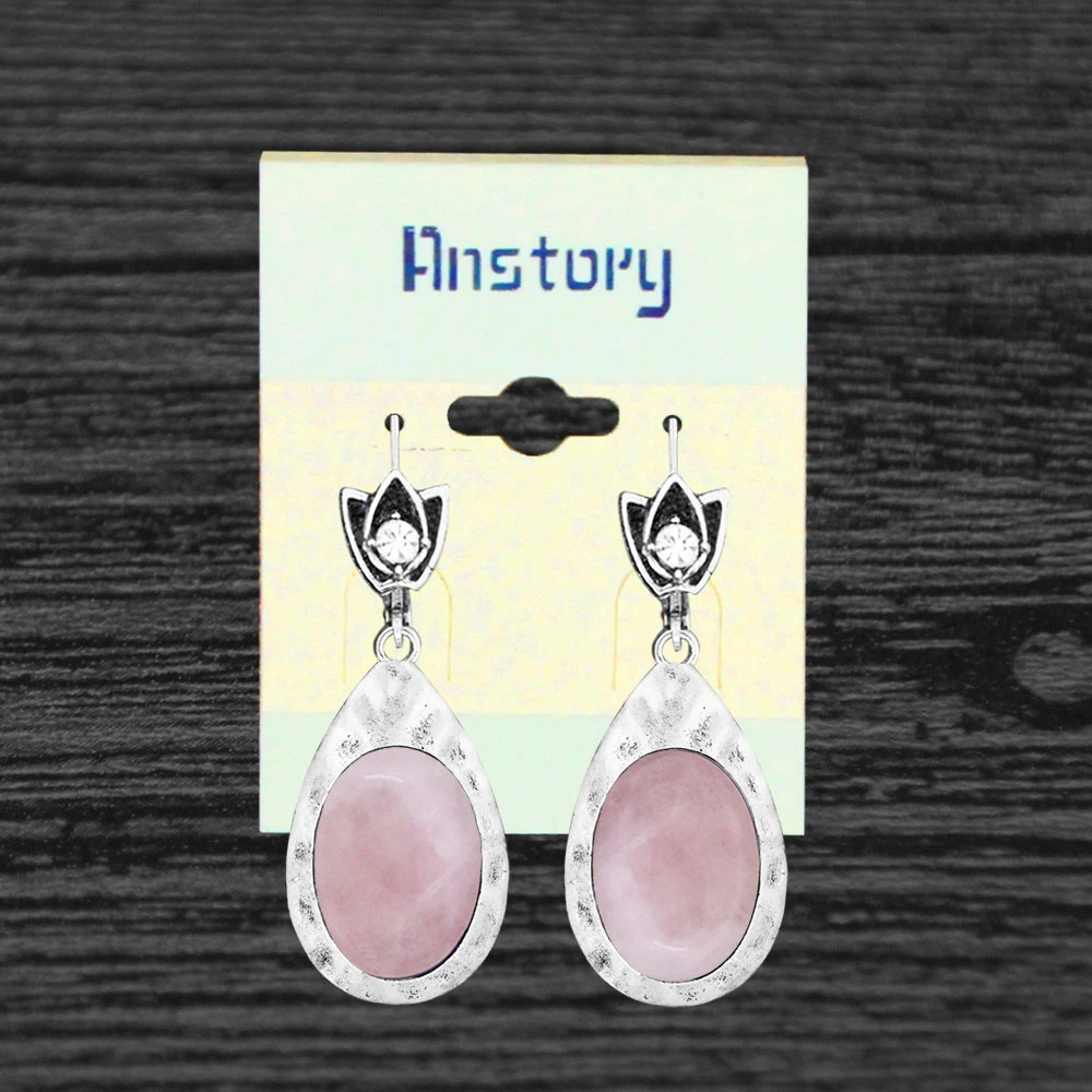 Винтаж Овальный розовый кварц ожерелье серьги Ювелирные наборы для женщин