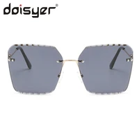 doisyer 2021 new personalized frameless sunglasses mens and womens quadrilateral large frame cut edge sunglasses