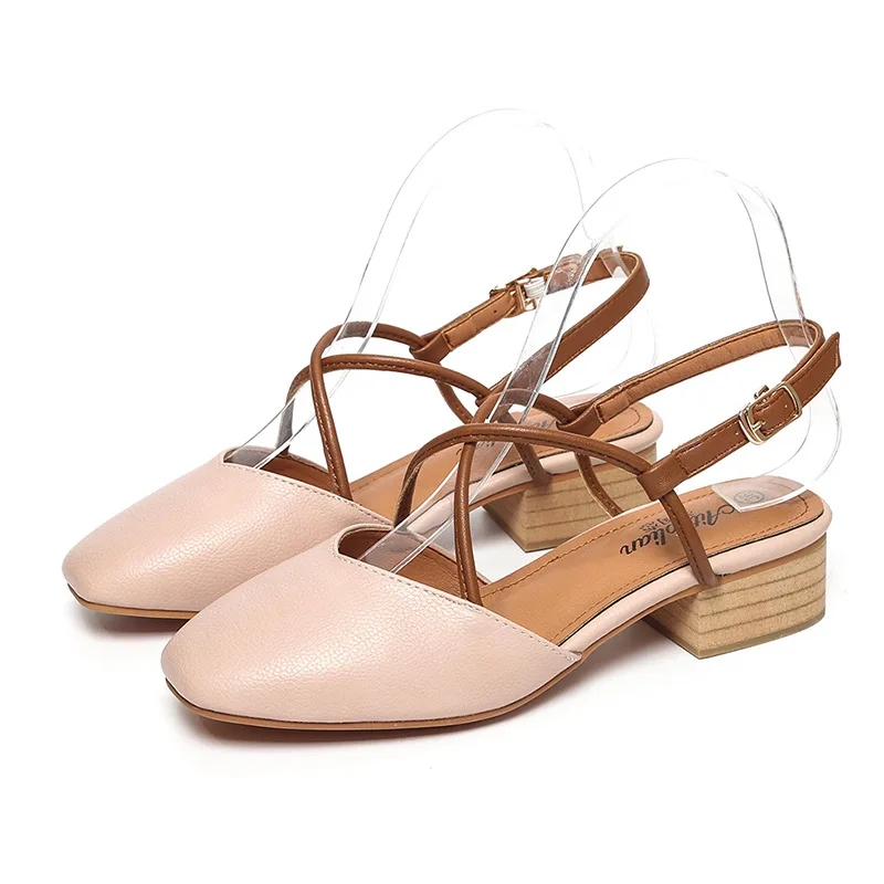 

Female Sandal Fashion Womens Shoes 2021 Mary Jane Square Toe Block Heels Med Girls Luxury Chunky Spring Outside Closed Medium Ba