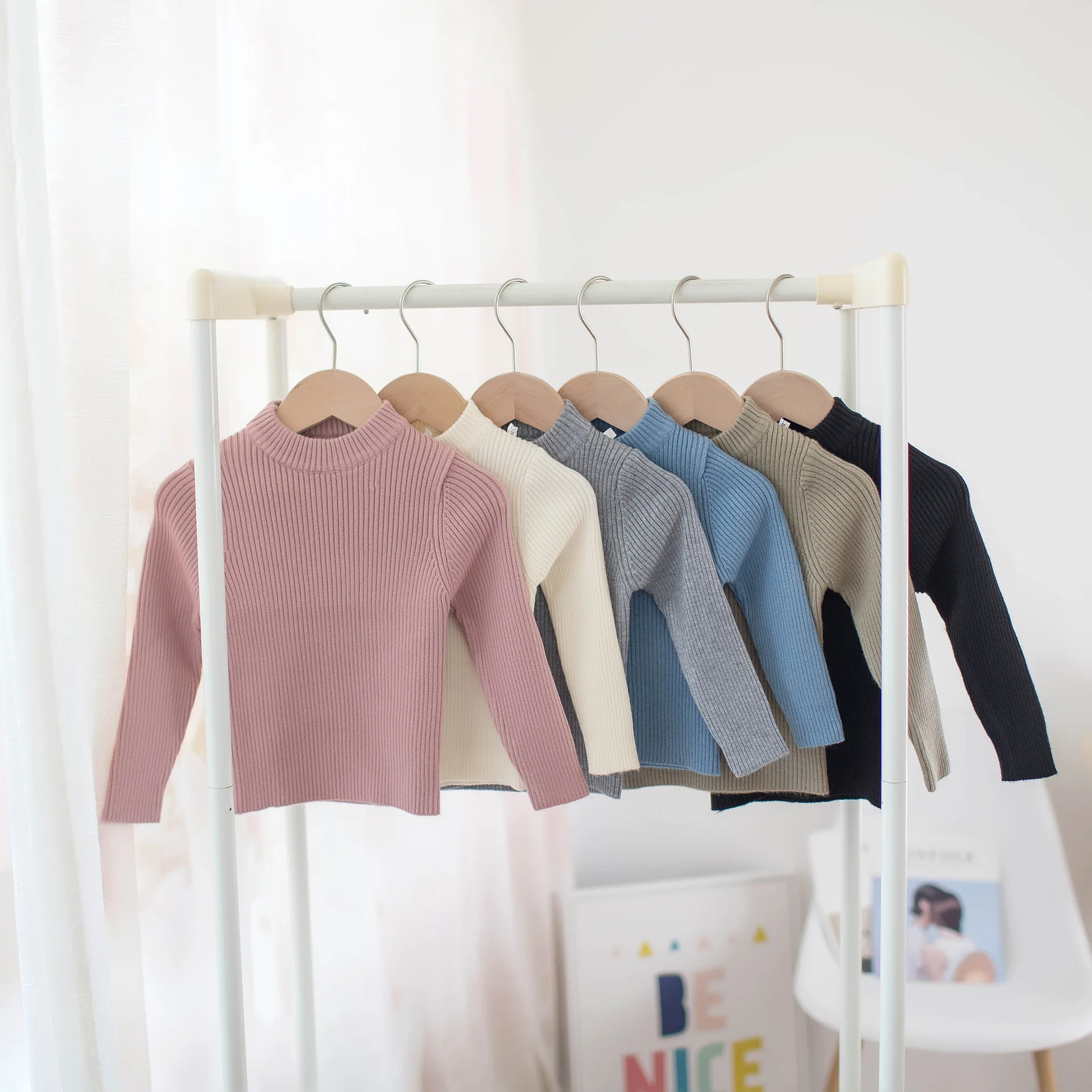 

Autumn Winter Children Sweaters Pure Color Knitted Sweaters Baby Boy Girl Clothing Knit Infant Casual Toddler Long Sleeve 1-5Yrs