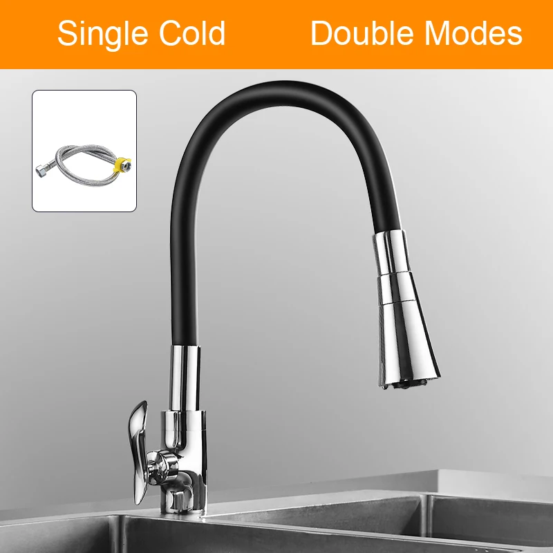 Senlesen Single Cold& Mixer Water Kitchen Faucet Silica Gel Nose Any Direction Rotating Torneira Cozinha Single Handle Tap - Цвет: cold 2-ways