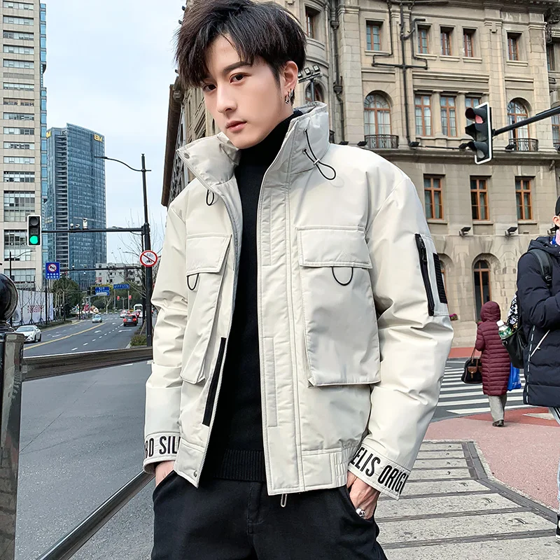 

Мужской пуховик высокого качества, Толстая теплая зимняя куртка с капюшоном, плотная парка на утином пуху, повседневное приталенное пальто ...