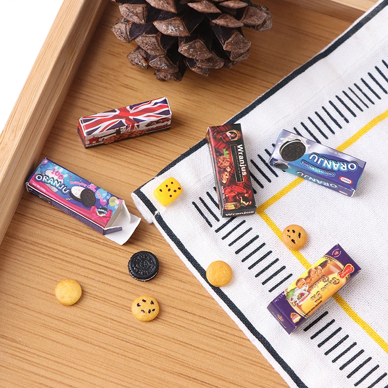 

5 Box Simulation Mini Cookies for Miniature Dollhouse Kitchen Snack Food Toy For Dollhouse Decals New