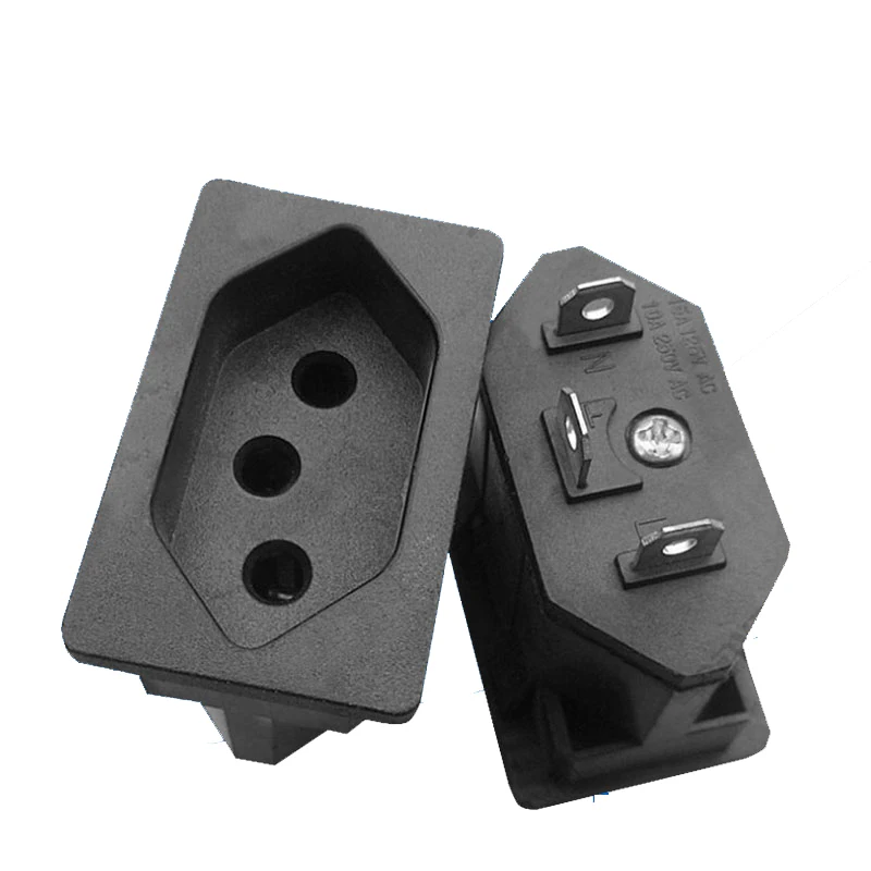 Бразильская 3-контактная штепсельная розетка с креплением на панели 100 ~ 250 В