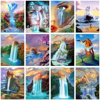 diy waterful exaggeration body square diamond painting colorful handmade cross stitch embroidery mosaic home room wall decor