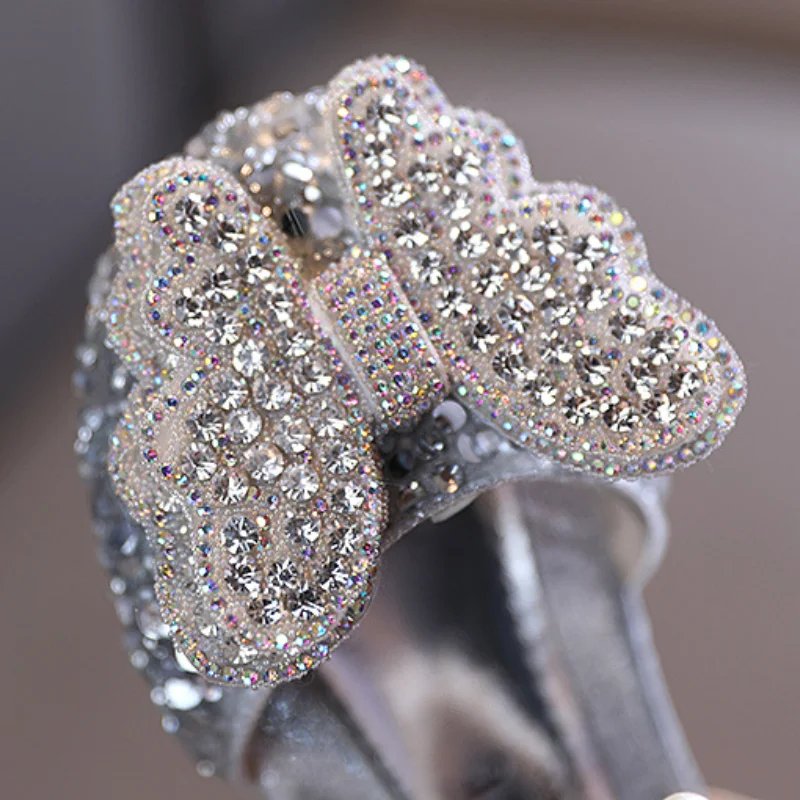

Kids Shoes For Girls 2021 Autumn Fashion Brand Rhinestone Butterfly Glitter Princess Toddler Dress Party Dance Flats Baby Shoes