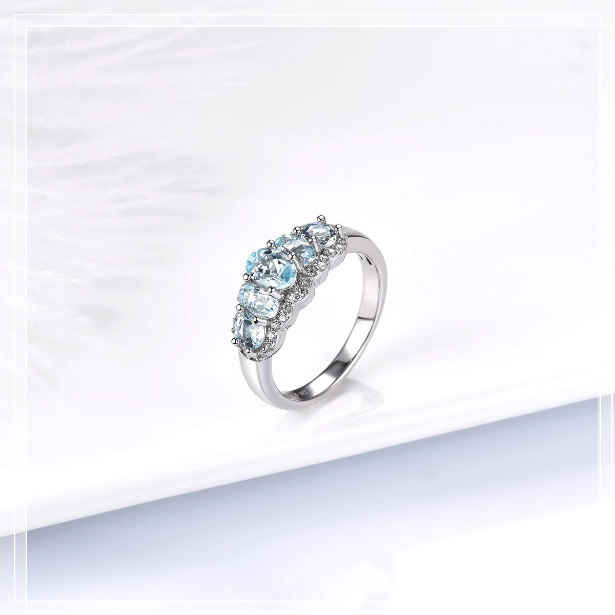 Hutang 1.35ct Натуральный аквамарин обручальное кольцо 925 пробы Серебряные Кольца Из синих драгоценных камней ювелирные изделия для женщин