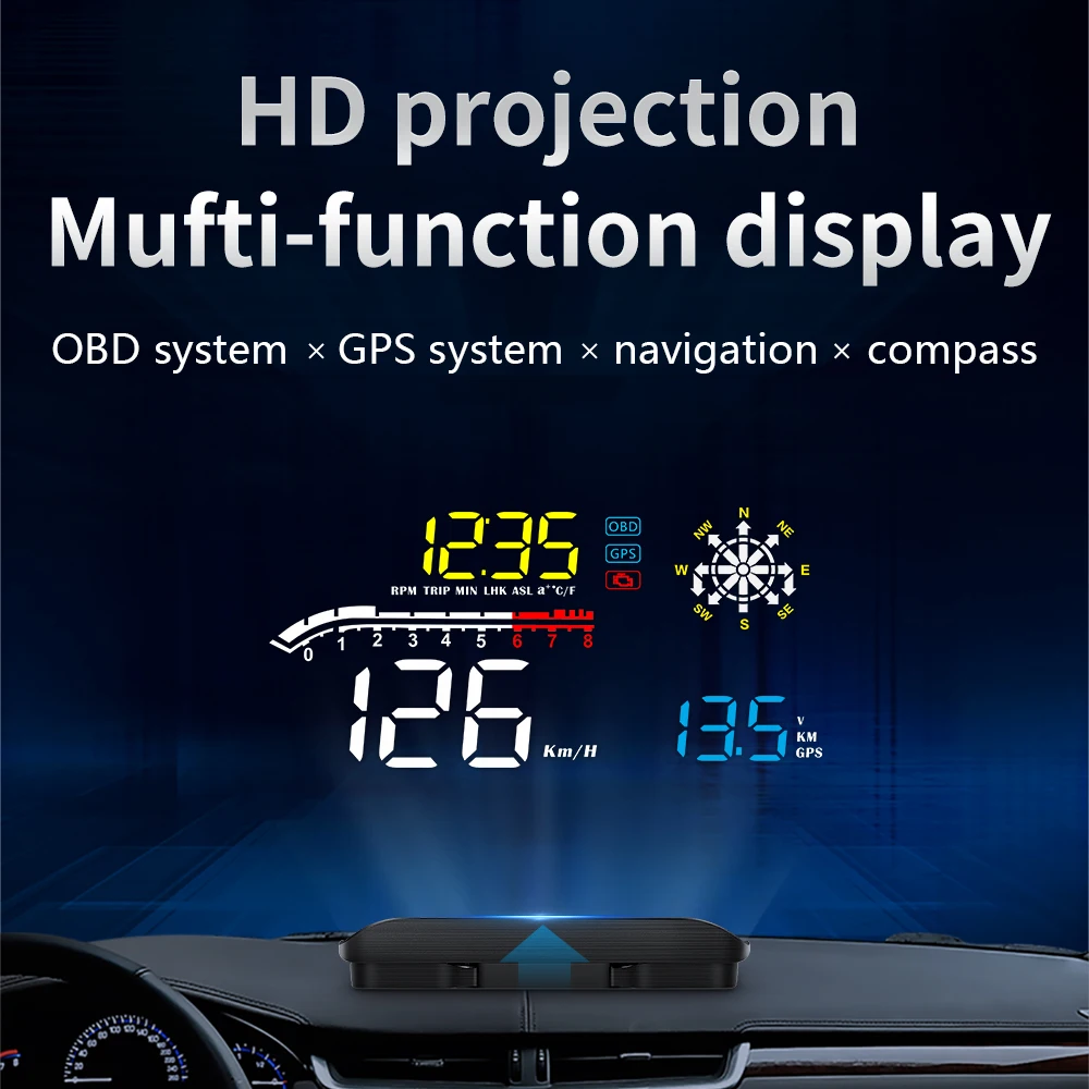 Проекционный дисплей HUD автомобильный универсальный OBD + GPS-навигация