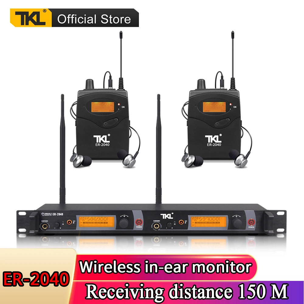 

TKL ER-2040 2-channel professional stage mono in-ear monitor UHF digital wireless in-ear monitor system