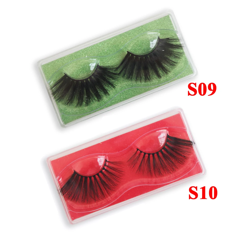 

3D Wholesale Eyelashes 25mm With Color Bottom Cards In Bulk Natural Black 10/20/30/40/50/100 Pairs Faux Mink Lashes For Makeup
