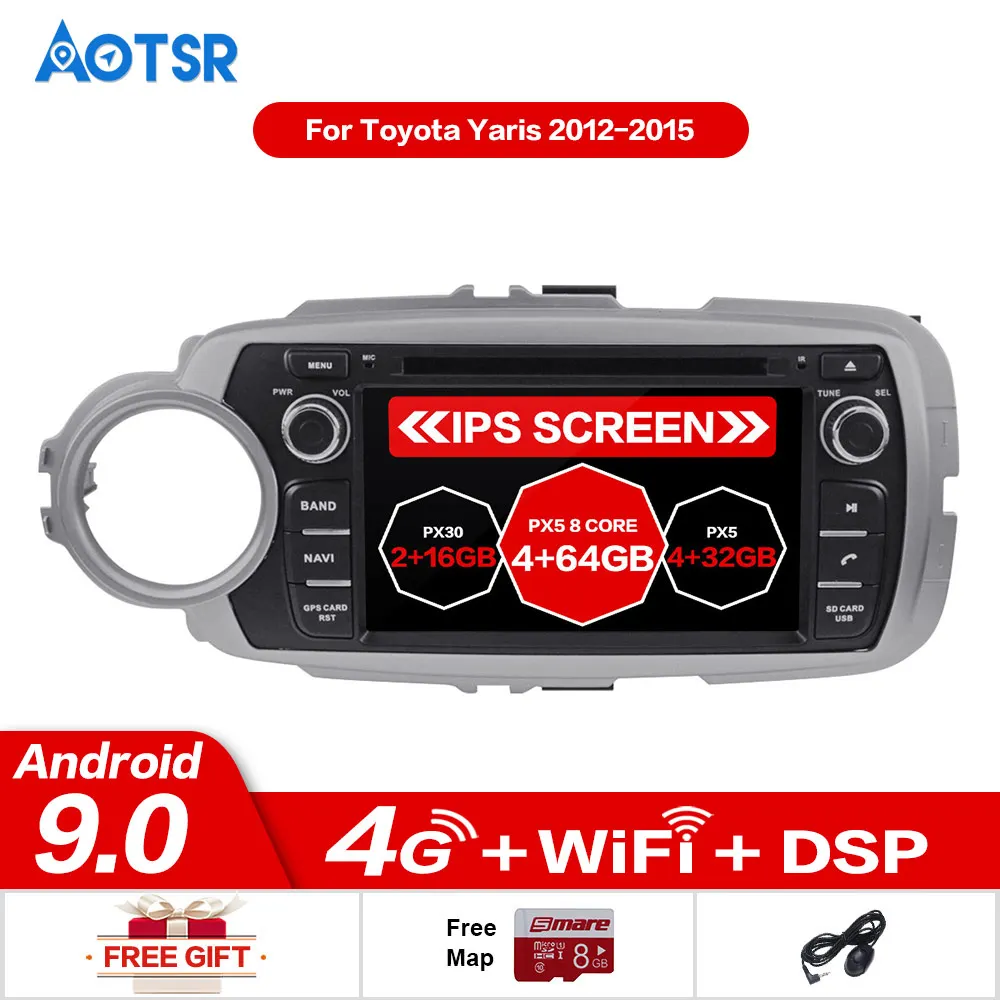 AOTSR Android 9 0 4 + 32 ГБ Автомобильный dvd плеер для Toyota Yaris 2012 2015 радио GPS навигация