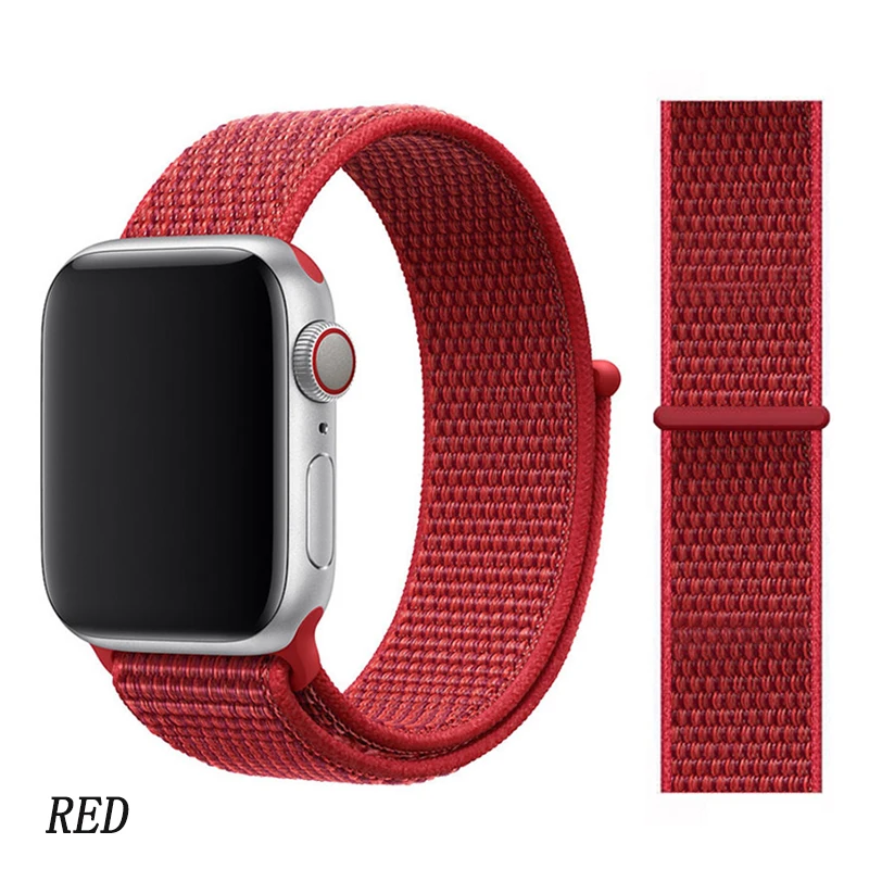 new red Спортивная петля ремешок apple watch band 42 мм 38 мм apple watch 4 3 band iwatch band 44 мм 40 мм correa pulseira 42 44 нейлоновый ремешок для часов - Цвет ремешка: new red